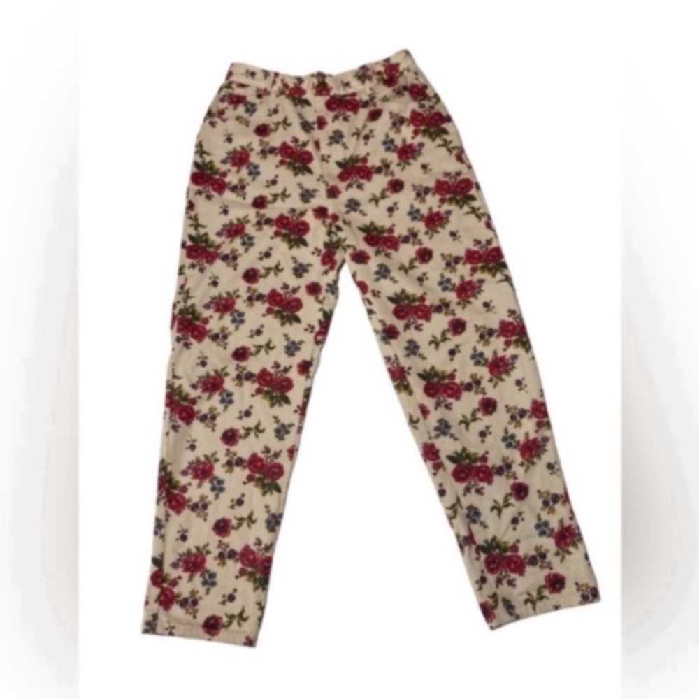 Vintage Gitano Tan Floral Rose Relaxed Fit 90s High Waist Jeans Size 12